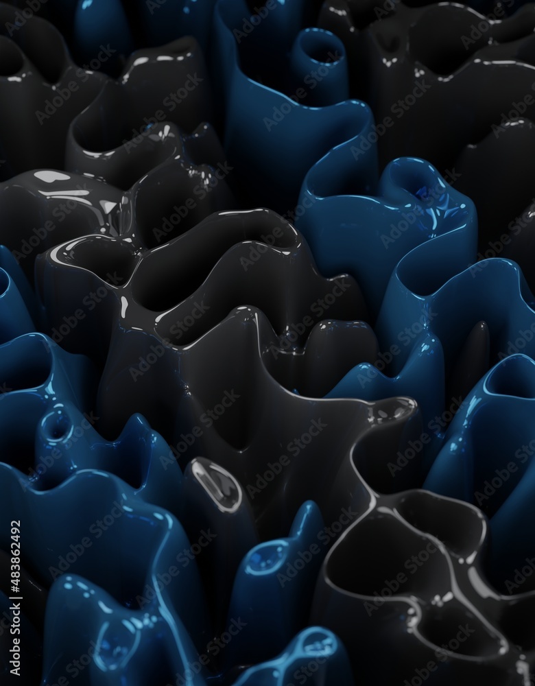 Poster grey and blue colorful abstract forms background wallpaper. layout design template. 3d render illust