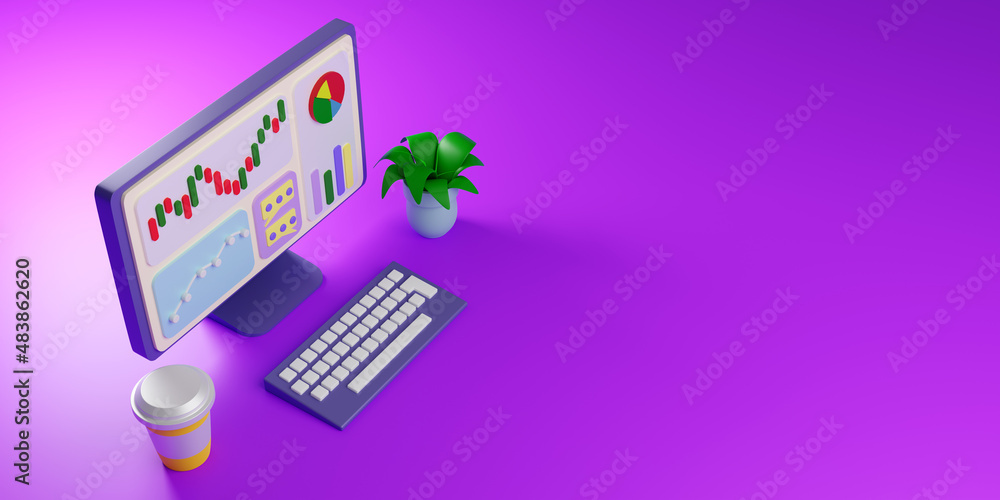 Aufkleber business analytics. computer business software. computer with multi-colored charts on screen. crm in