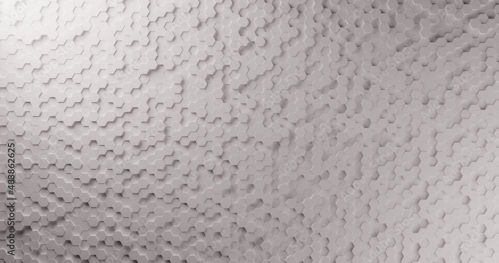 Poster white abstract hexagon geometry background wallpaper with vivid tones. 3d render. dark lighting. tec
