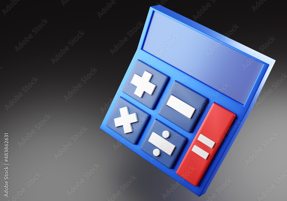 Poster calculator with big buttons. calculator as symbol of accounting. financial accounting in company met