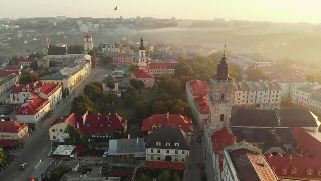 Aerial view of city center of Kamenets-Podolsky in Ukraine