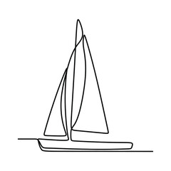 sailboat soil oneline continuous single line art handdrawn