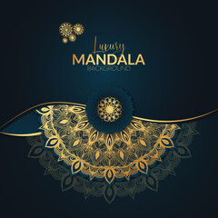 luxury ornamental mandala design background in gold color for islamic ramadan banner design, business card greeting card, and poster design