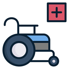 Wheel Chair filled line color icon