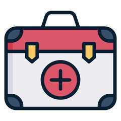 Emergency Kit box first aid filled line color icon