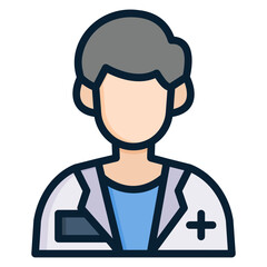 Doctor man person profession job filled line color icon