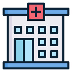 Obraz premium Hospital Building filled line color icon