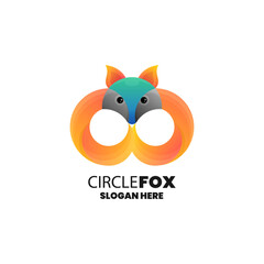 Vector Logo Illustration Circle Fox Gradient Colorful Style.