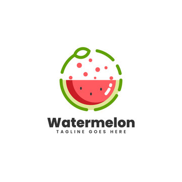 Vector Logo Illustration Watermelon Simple Mascot Style.