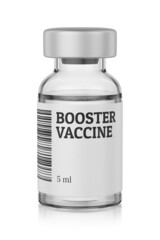 Booster vaccine vial isolated on white. 3d rendering.