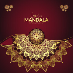 Luxury mandala background with golden arabesque pattern arabic islamic east style.decorative design for wedding, invitation card