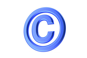 Copyright symbol. 3D copyright icon. 3D illustration.