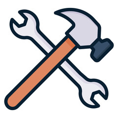 Hammer Wrench filled line color icon