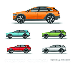 Vector illustration of collection of stylish cross over vehicles.