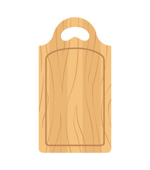 Wooden cutting board. Kitchen tool for cooking. Top view. Vector illustration in flat cartoon style.
