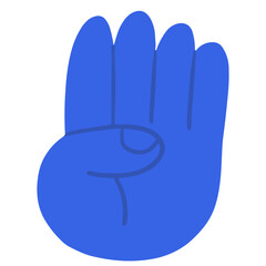 Number four hand sign vector illustration in flat color design