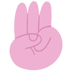 Number three hand sign vector illustration in flat color design