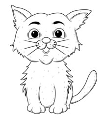 Coloring Page Outline Of cartoon fluffy cat. Coloring book for kids