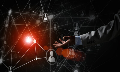 Presenting modern wireless technologies as means of communucation and networking on dark background