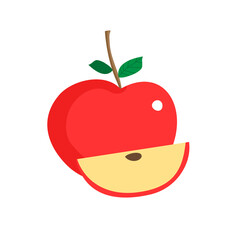 Apple fruit vector icon illustration. Apple and slices of apple. fruit Icon concept white isolated. Hand drawn style suitable for web landing page, banner, flyer, sticker, card.