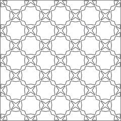 Fototapeta premium Vector pattern with symmetrical elements . Repeating geometric tiles from striped elements.Monochrome texture.Black and white pattern for wallpapers and backgrounds.line art.