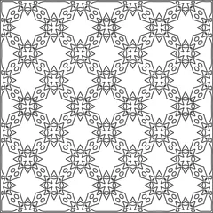 Gordijnen  Vector pattern with symmetrical elements . Repeating geometric tiles from striped elements.Monochrome texture.Black and  white pattern for wallpapers and backgrounds.line art. © t2k4