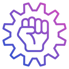 Labor Day with gear and hand fist up line gradient icon