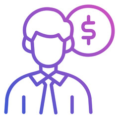 Salesman person dollar line gradient icon