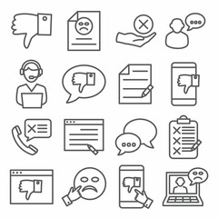 Complaint line icons set on white background