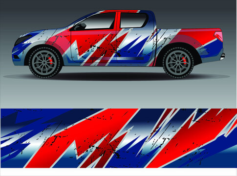 Race car wrap decal designs. Abstract racing and sport background for car livery or daily use car vinyl sticker. Full vector eps 10.