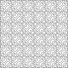 Vector pattern with symmetrical elements . Repeating geometric tiles from striped elements.Monochrome texture.Black and 
white pattern for wallpapers and backgrounds.line art.