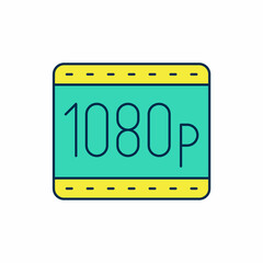 Filled outline Full HD 1080p icon isolated on white background. Vector