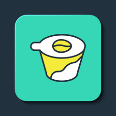 Filled outline Pour over coffee maker icon isolated on blue background. Alternative methods of brewing coffee. Coffee culture. Turquoise square button. Vector