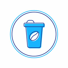 Filled outline Coffee cup to go icon isolated on white background. Vector