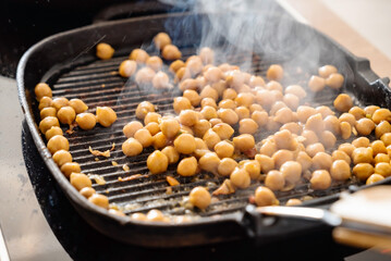 roasted chickpeas on the pan