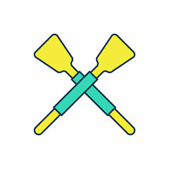 Filled outline Crossed oars or paddles boat icon isolated on white background. Vector