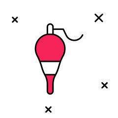 Filled outline Fishing float icon isolated on white background. Fishing tackle. Vector