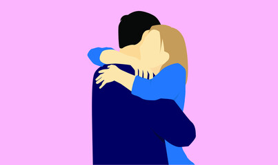 illustration vector graphic of people hugging. affection, lovers, valentine day, hug day.
