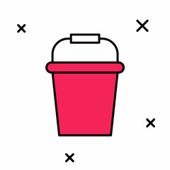 Filled outline Fishing bucket icon isolated on white background. Fish in a bucket. Vector