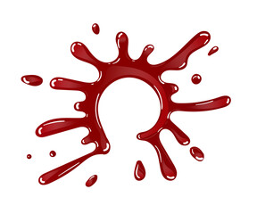 A drop of blood on a white background. Red splash stain, horrible stain. red smudges. Liquid paint vector illustration