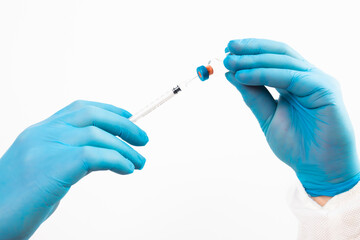 Herd immunity in community, doctor with vaccine.