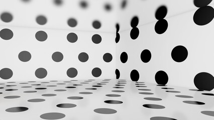 Empty room with wall pattern background. 3D illustration, 3D rendering