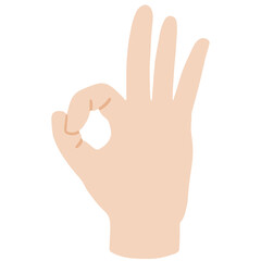 Ok hand sign vector illustration in flat color design