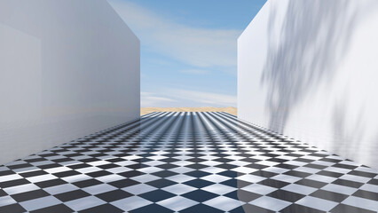 Fototapeta premium The Building style modern on Sky Background. 3D illustration, 3D rendering