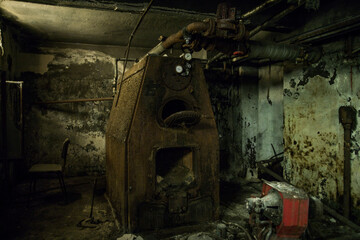 Fototapeta na wymiar Details of an old abandoned machinery