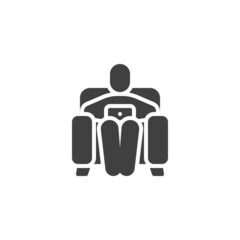 Person with laptop on the armchair vector icon