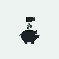 Piggy bank vector icon illustration sign