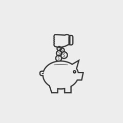 Piggy bank vector icon illustration sign