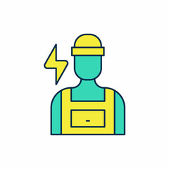 Filled outline Electrician technician engineer icon isolated on white background. Vector