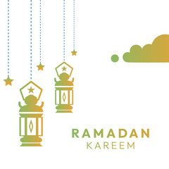 Ramadan lights lamp themed green gradation islamic islamic muslim vector